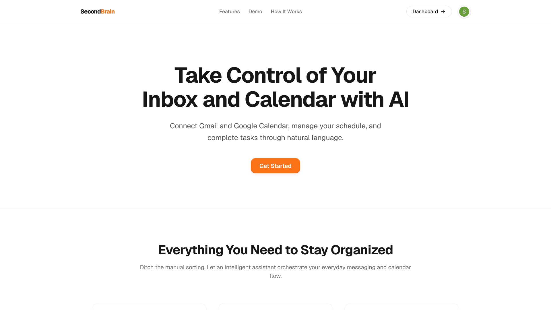 The SecondBrain homepage