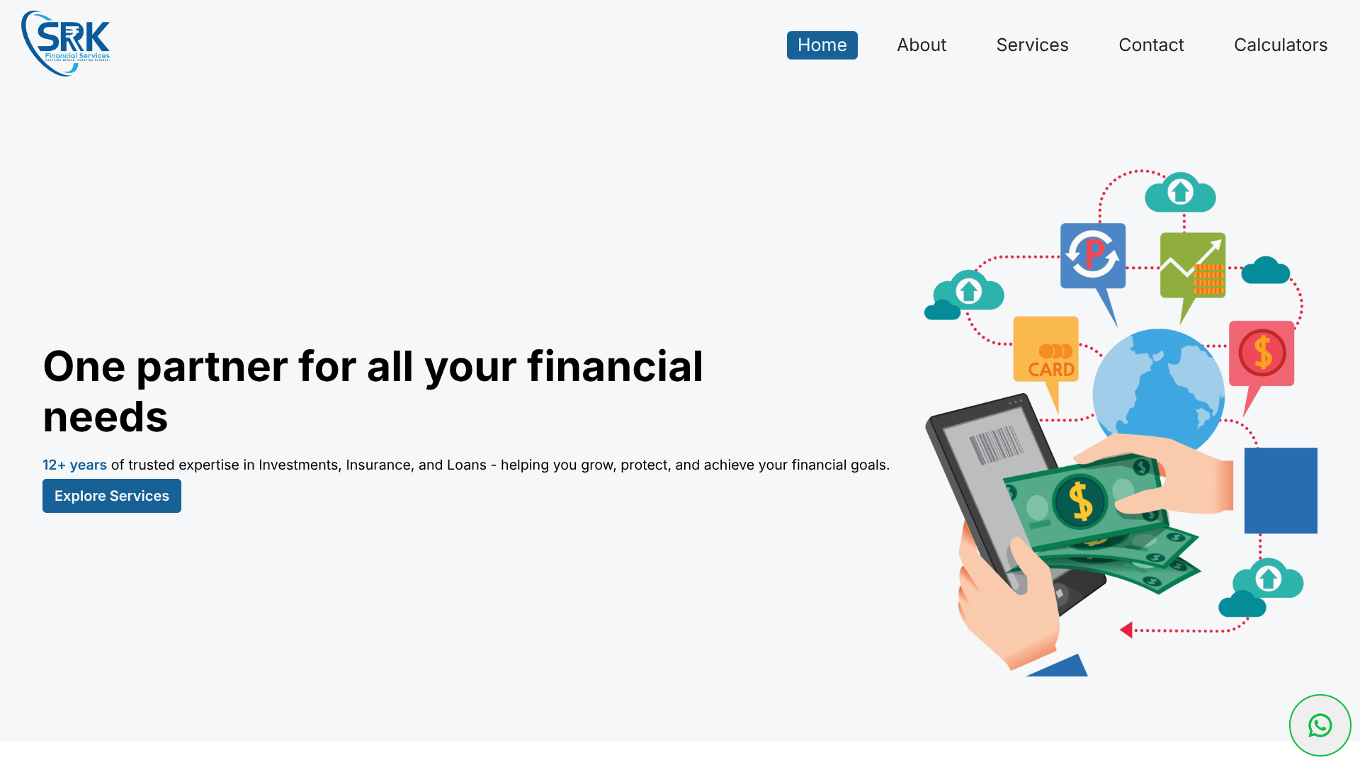 The SRK Financial Services homepage